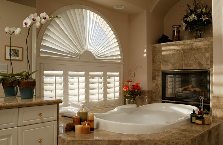 Our Specialists Installed Shutters On A Sunburst Arch Window In Destin, Florida